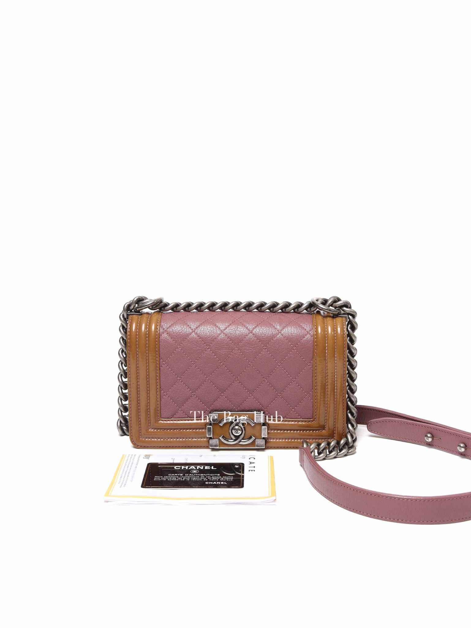 Chanel Purple/Brown Quilted Patent and Leather Small Boy Flap Bag