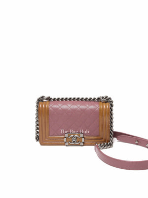 Chanel Purple/Brown Quilted Patent and Leather Small Boy Flap Bag
