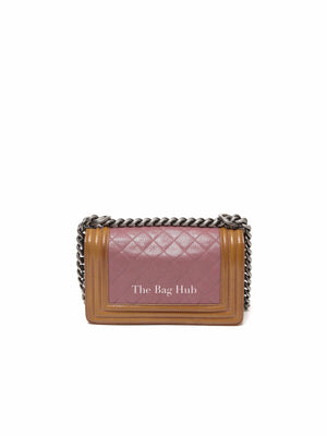 Chanel Purple/Brown Quilted Patent and Leather Small Boy Flap Bag