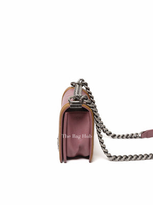 Chanel Purple/Brown Quilted Patent and Leather Small Boy Flap Bag