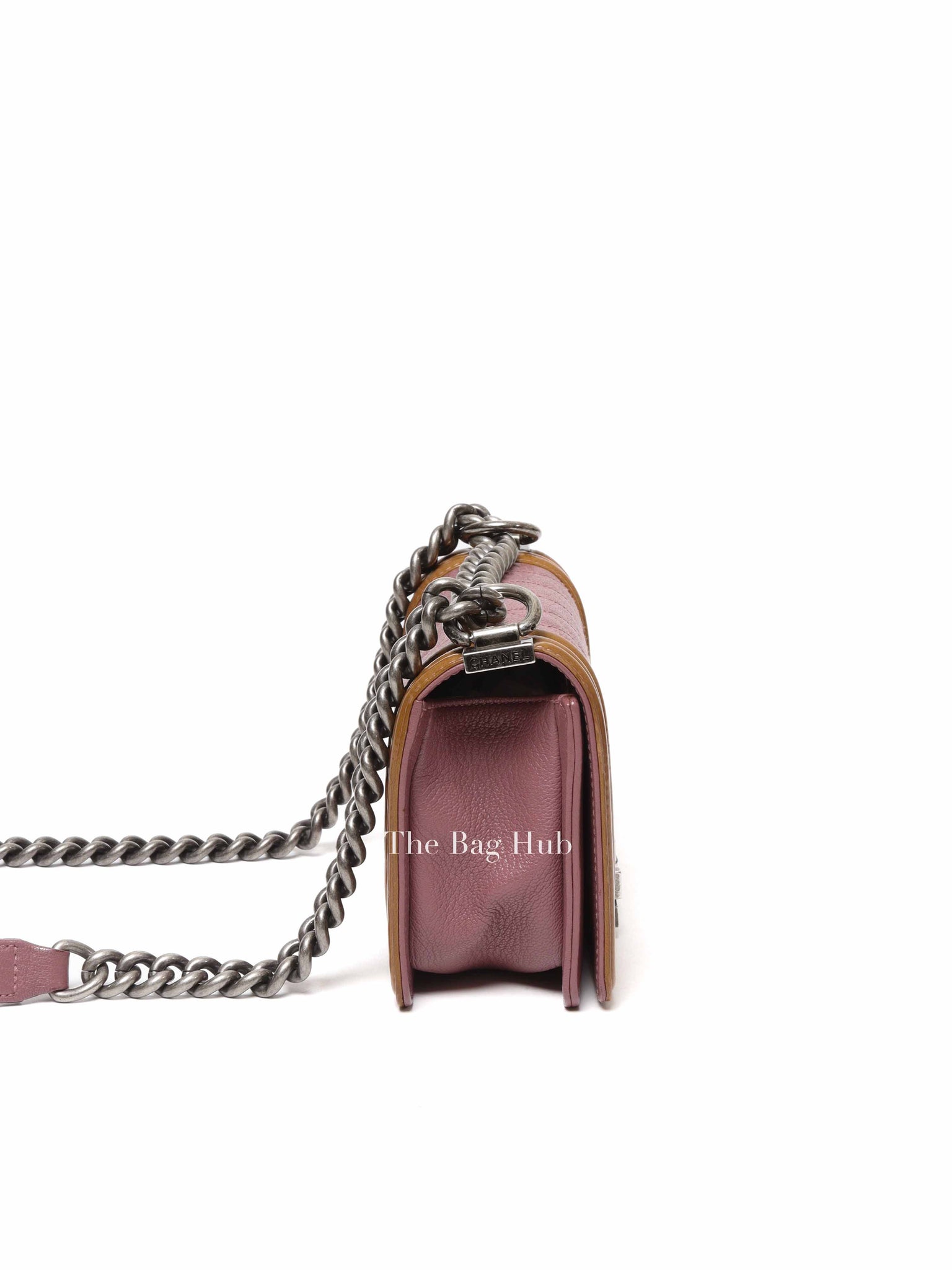 Chanel Purple/Brown Quilted Patent and Leather Small Boy Flap Bag