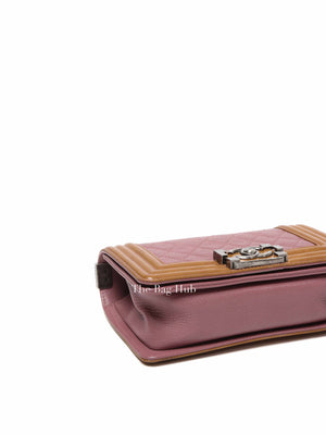 Chanel Purple/Brown Quilted Patent and Leather Small Boy Flap Bag