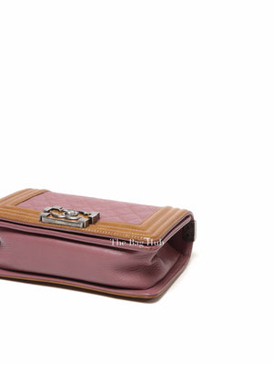 Chanel Purple/Brown Quilted Patent and Leather Small Boy Flap Bag