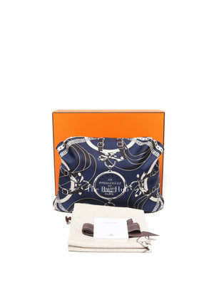 Hermes Bleu Indigo Black Silk Balusoie Bag