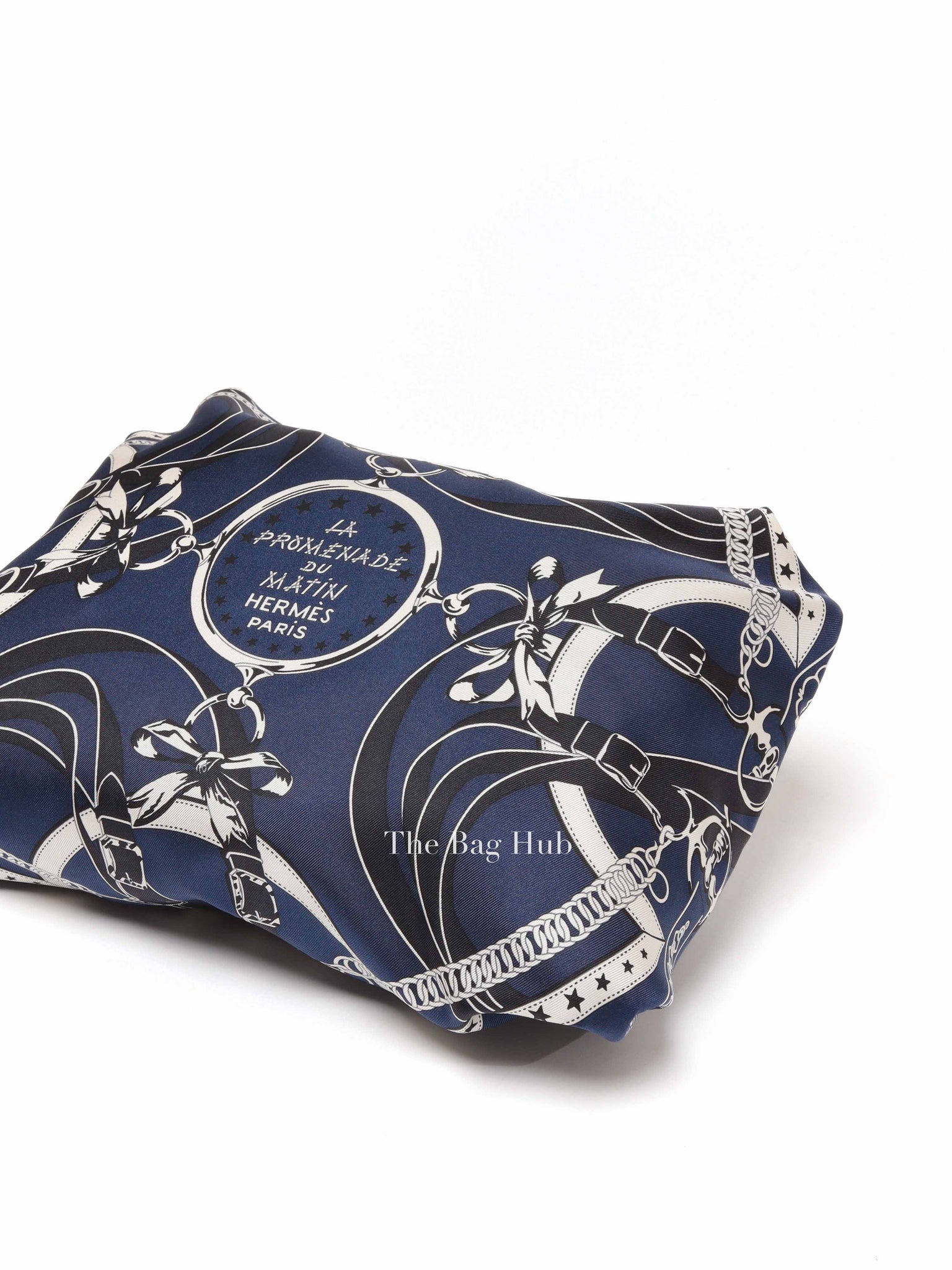 Hermes Bleu Indigo Black Silk Balusoie Bag