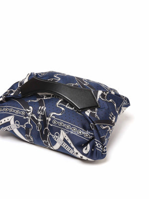 Hermes Bleu Indigo Black Silk Balusoie Bag