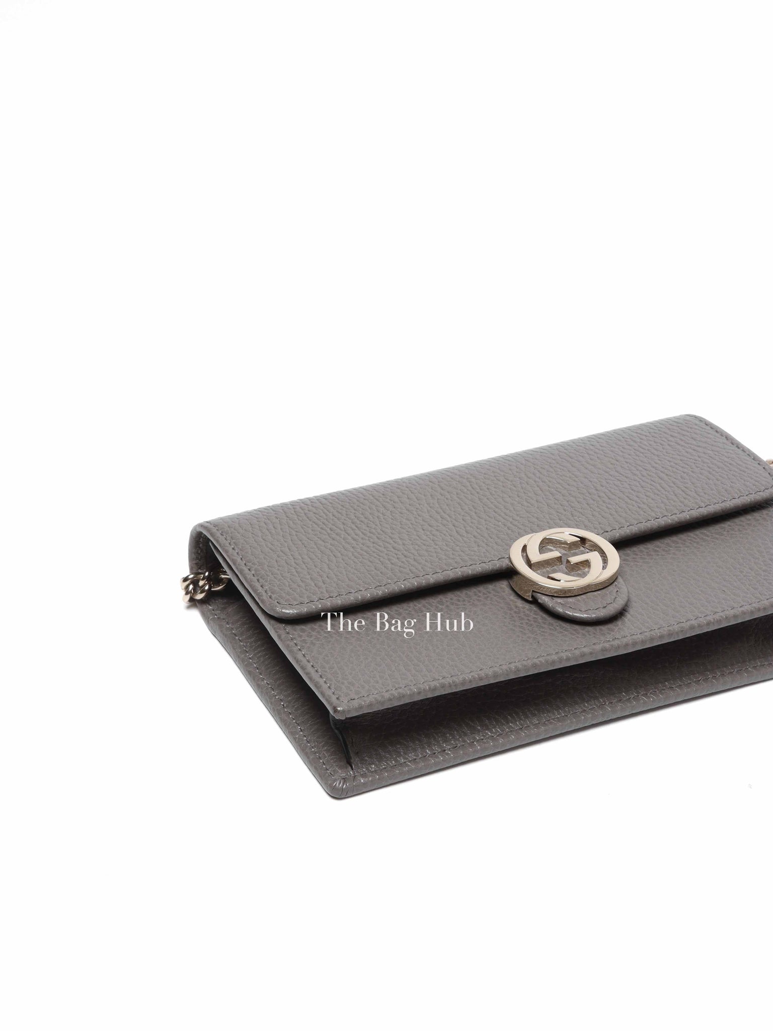 Gucci Grey Leather Interlocking G Wallet On Chain