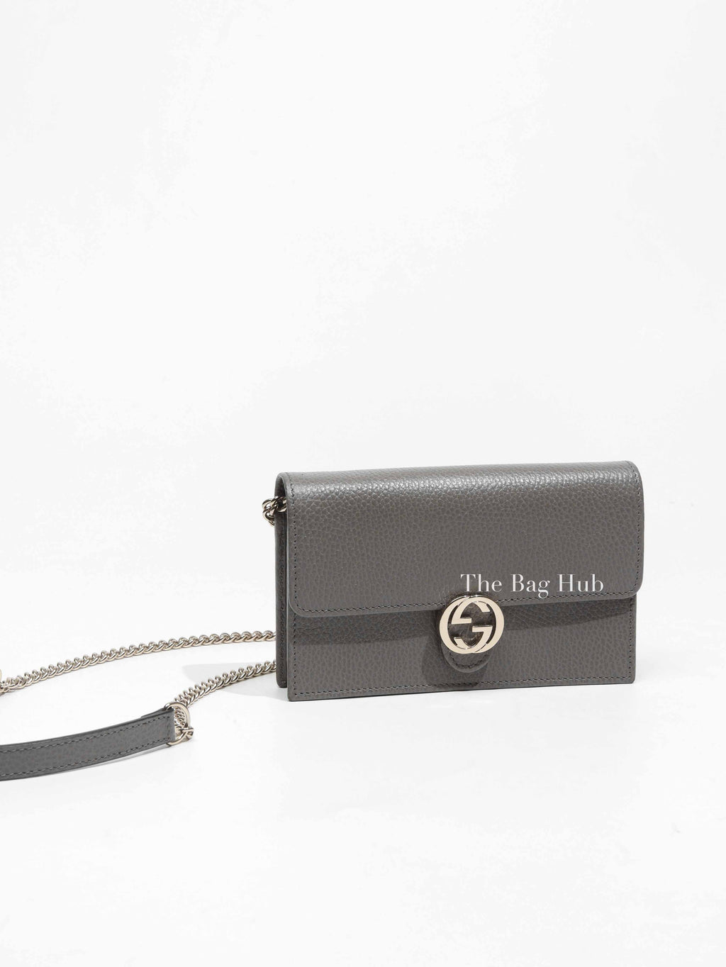 Gucci Grey Leather Interlocking G Wallet On Chain