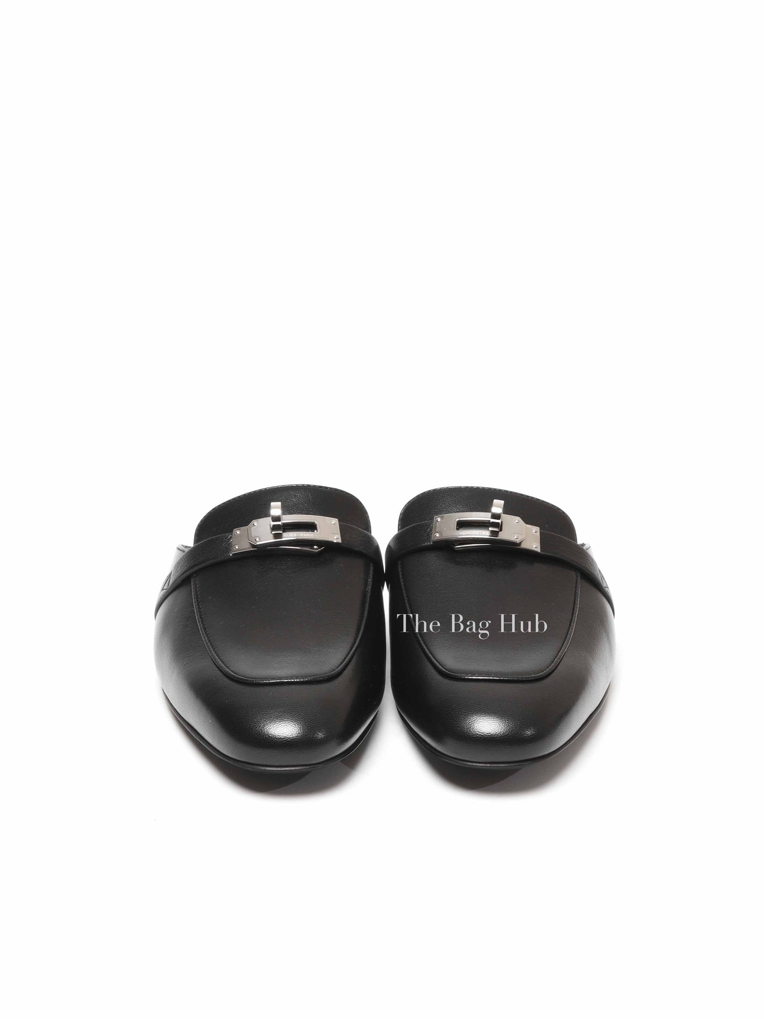 Hermes Black Leather Oz Mules Size 37