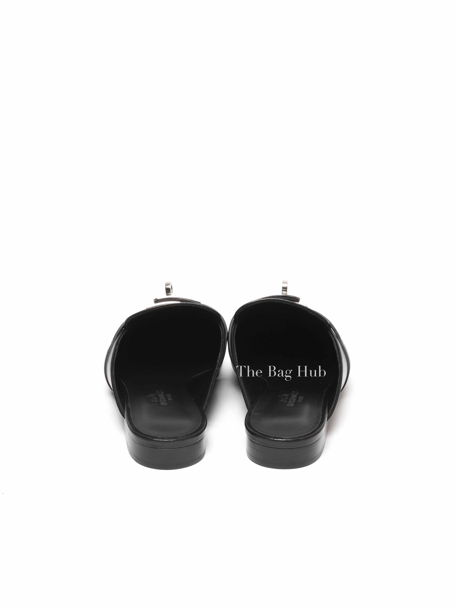 Hermes Black Leather Oz Mules Size 37