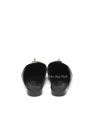 Hermes Black Leather Oz Mules Size 37