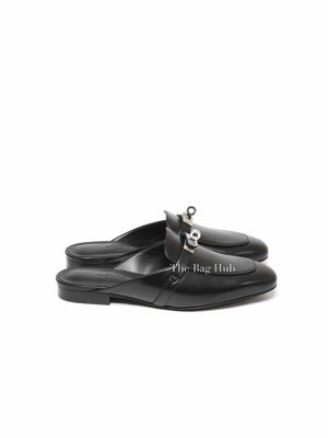Hermes Black Leather Oz Mules Size 37