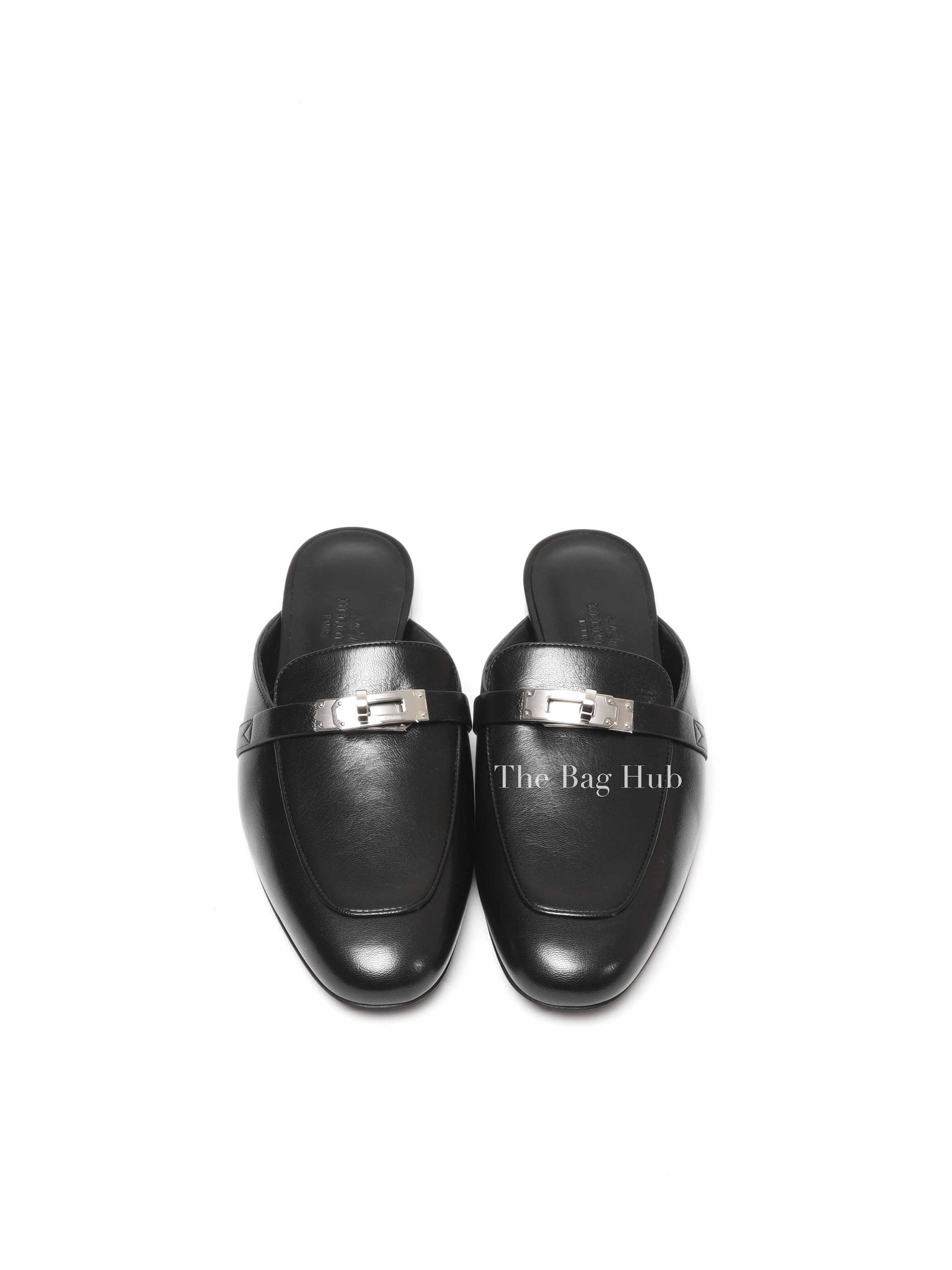 Hermes Black Leather Oz Mules Size 37