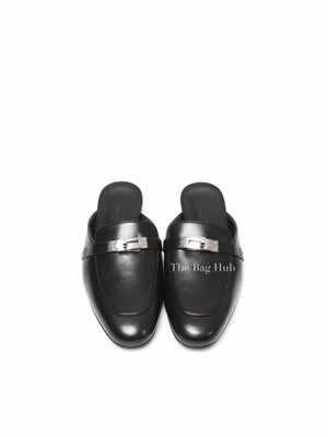 Hermes Black Leather Oz Mules Size 37