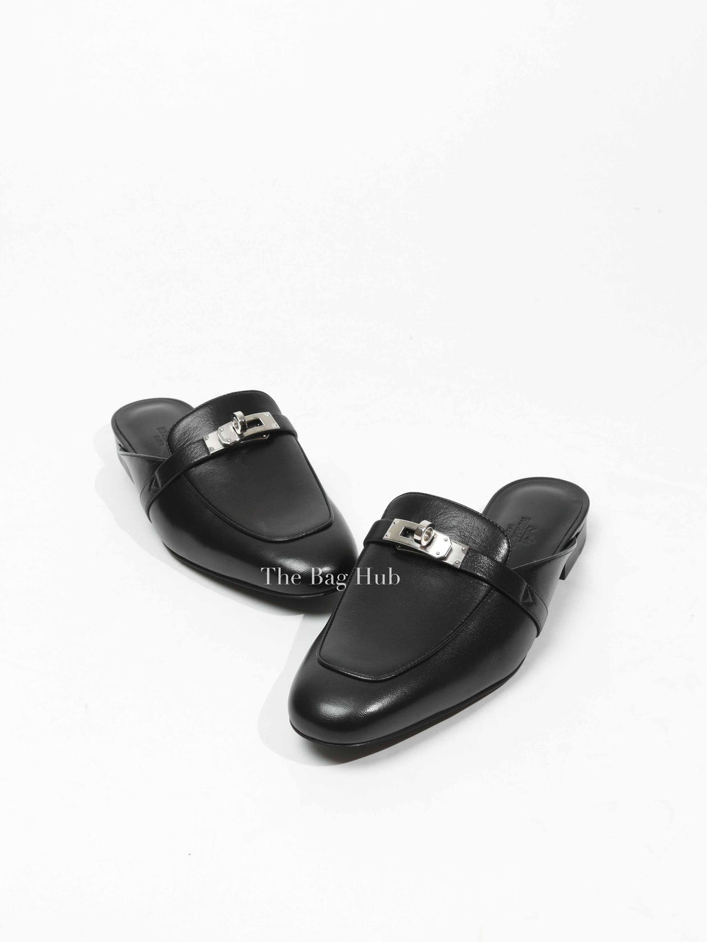 Hermes Black Leather Oz Mules Size 37