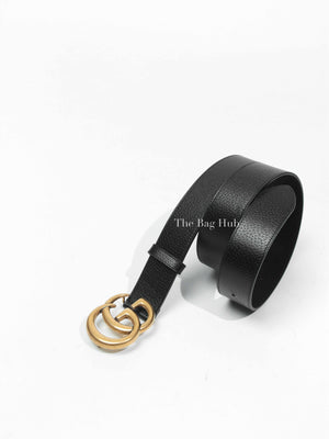 Gucci Black Grained Leather GG Marmont Wide Men's Belt Size 95