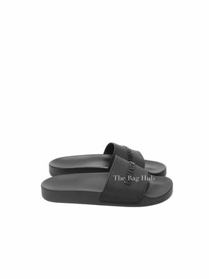 Balenciaga Black Rubber Men's Logo Pool Slides Size 40