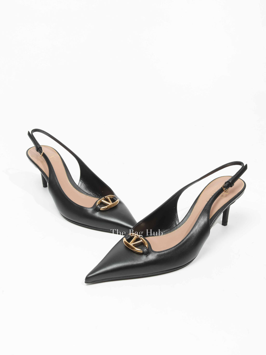 Valentino Black Calfskin Vlogo Slingback Pump Size 39