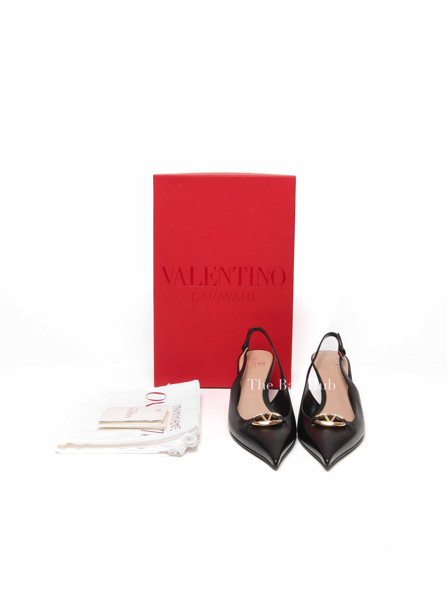 Valentino Black Calfskin Vlogo Slingback Pump Size 39