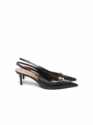 Valentino Black Calfskin Vlogo Slingback Pump Size 39