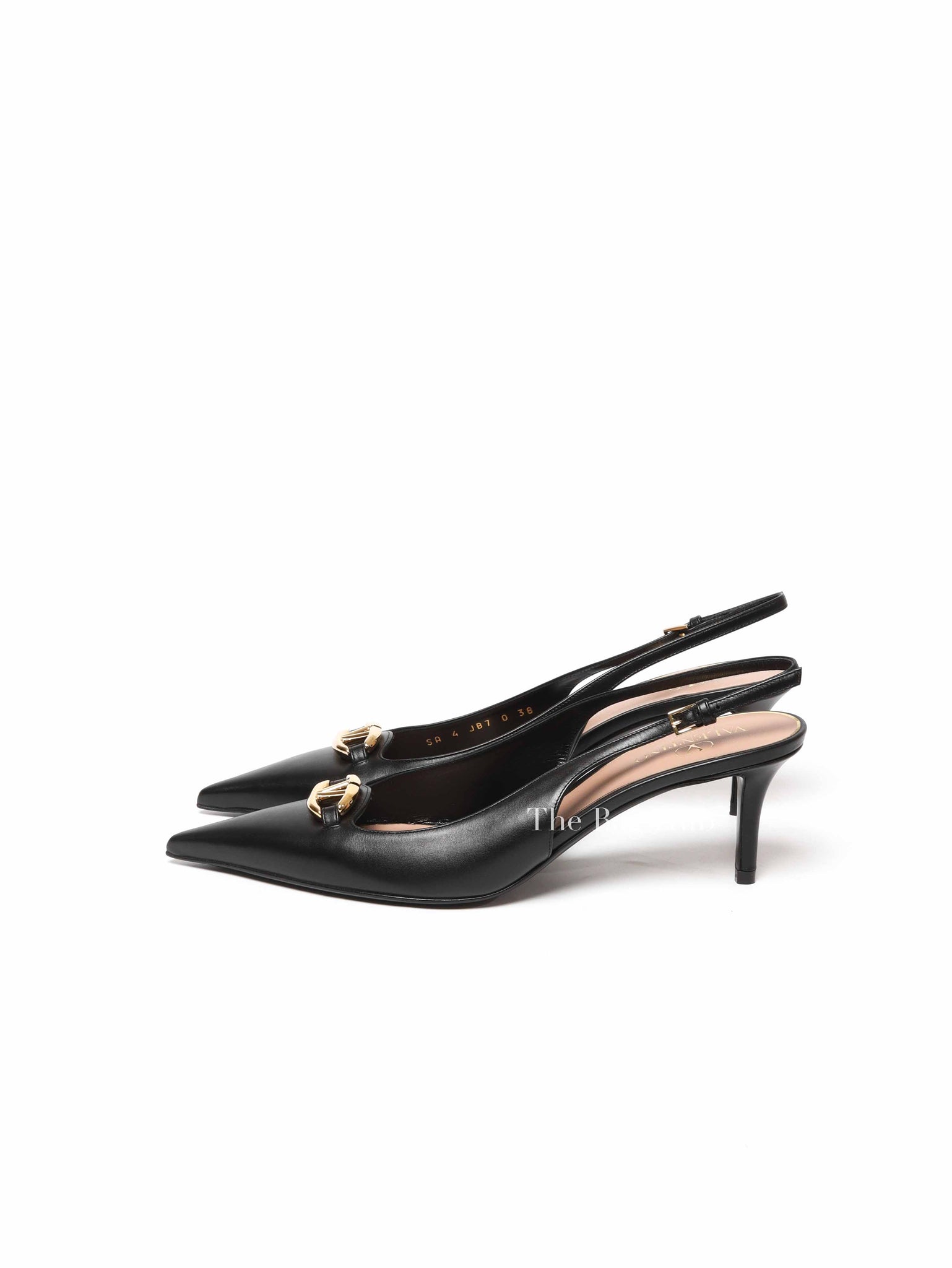 Valentino Black Calfskin Vlogo Slingback Pump Size 39
