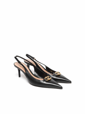 Valentino Black Calfskin Vlogo Slingback Pump Size 39