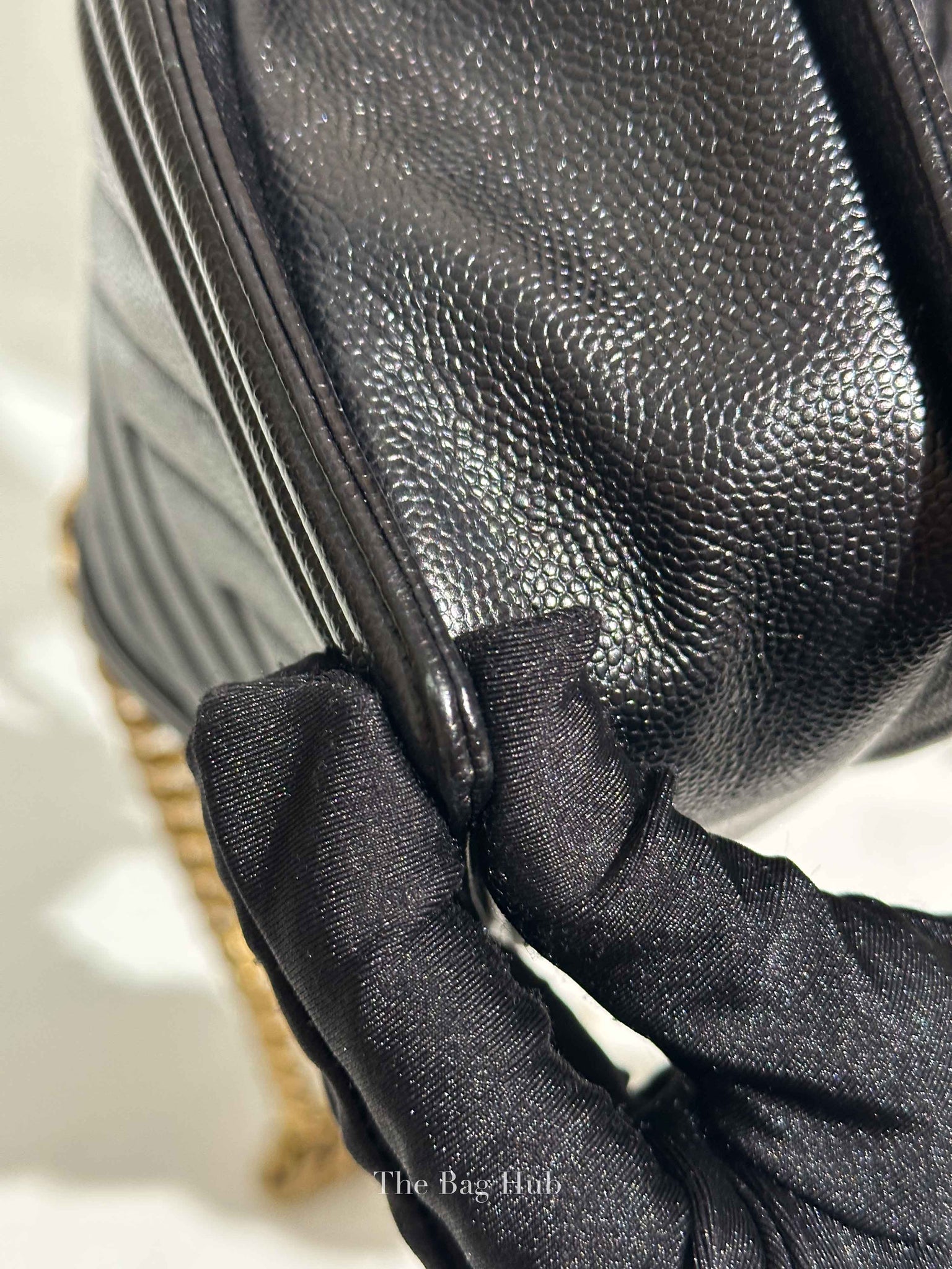 Chanel Black Caviar Chevron Boy Small Bag