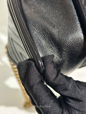 Chanel Black Caviar Chevron Boy Small Bag