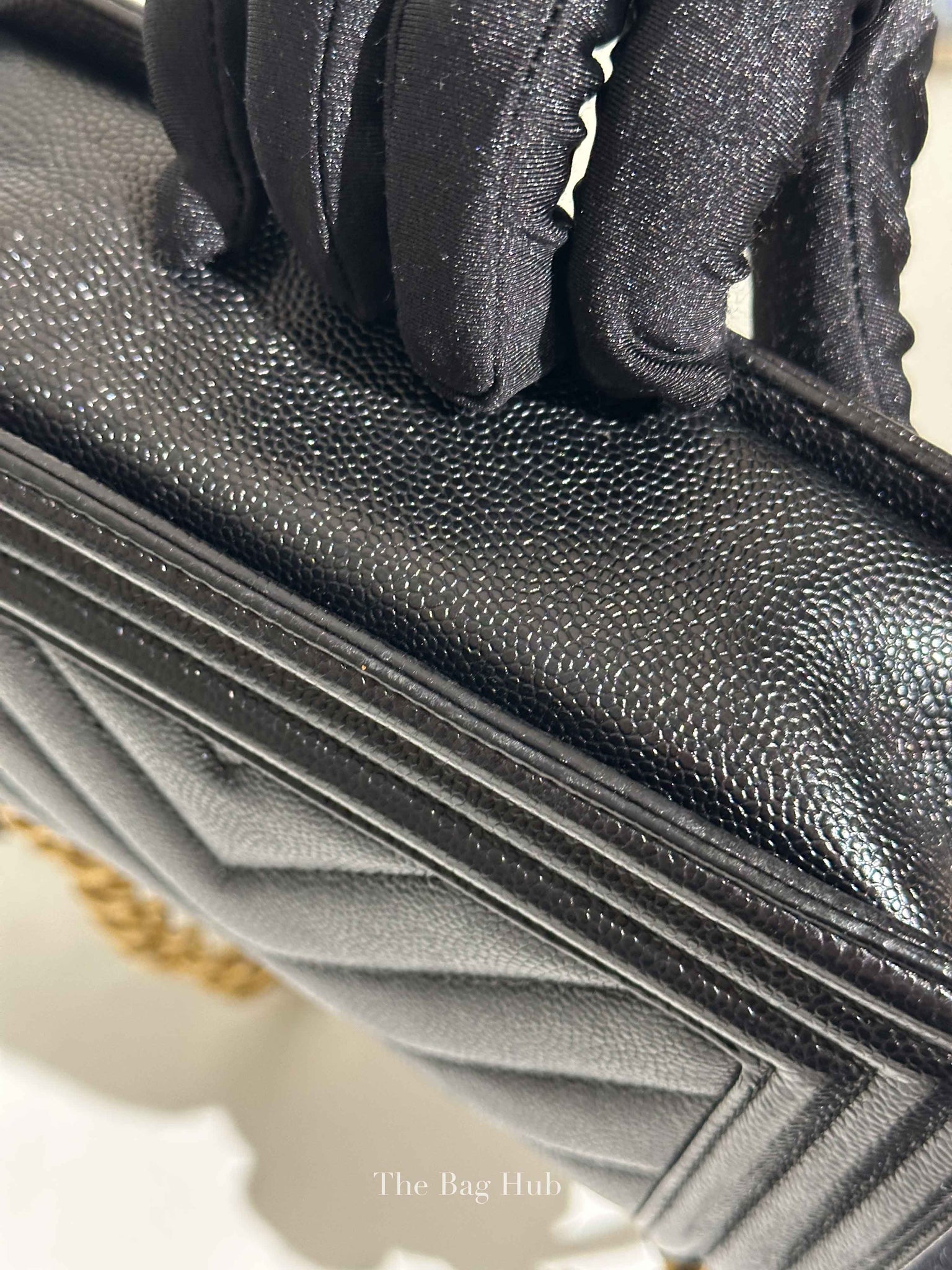Chanel Black Caviar Chevron Boy Small Bag