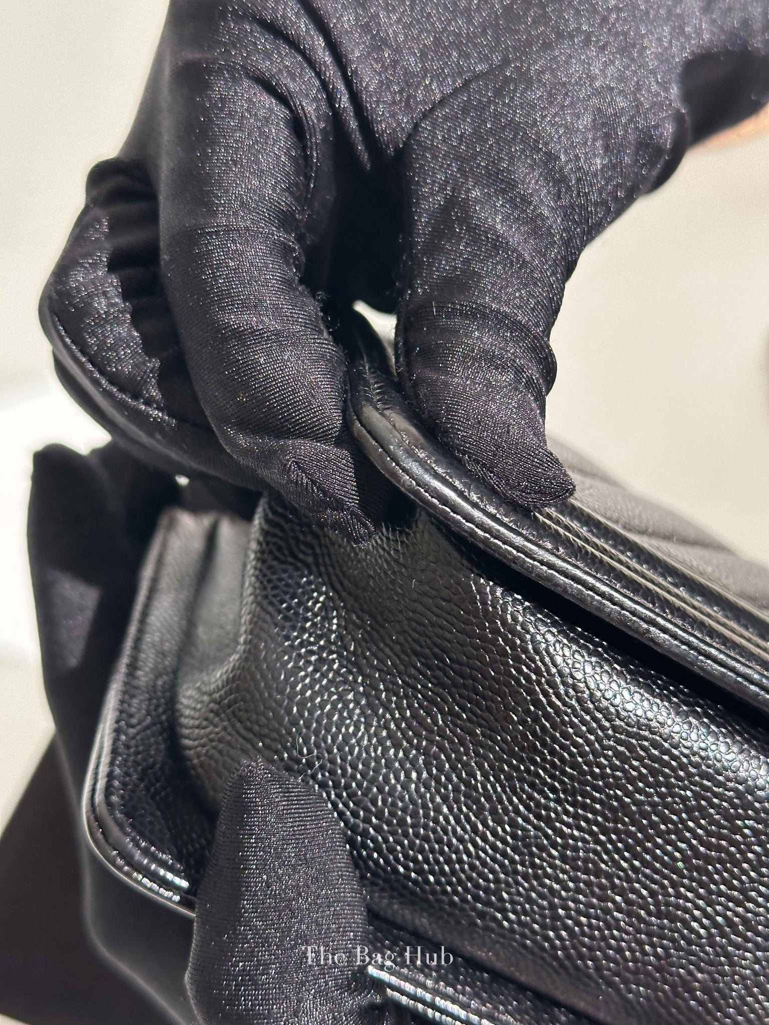 Chanel Black Caviar Chevron Boy Small Bag
