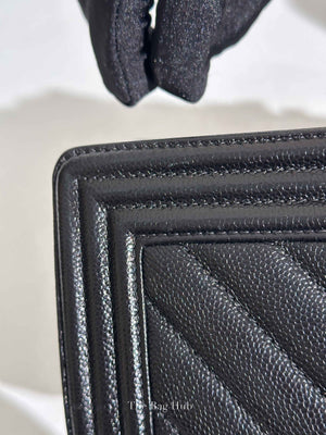 Chanel Black Caviar Chevron Boy Small Bag