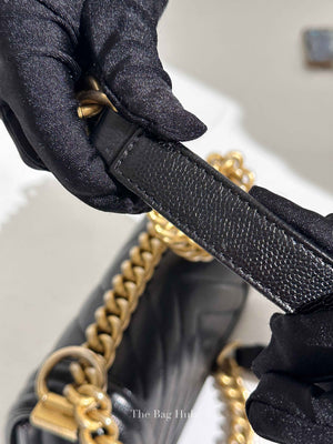 Chanel Black Caviar Chevron Boy Small Bag