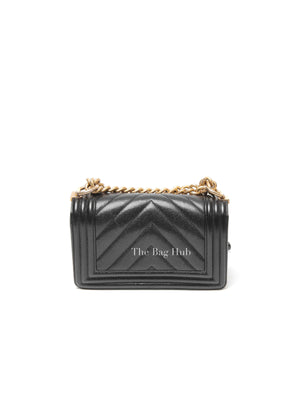 Chanel Black Caviar Chevron Boy Small Bag