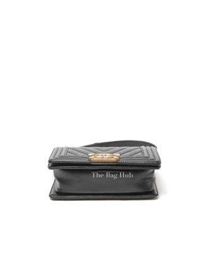 Chanel Black Caviar Chevron Boy Small Bag