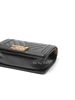 Chanel Black Caviar Chevron Boy Small Bag