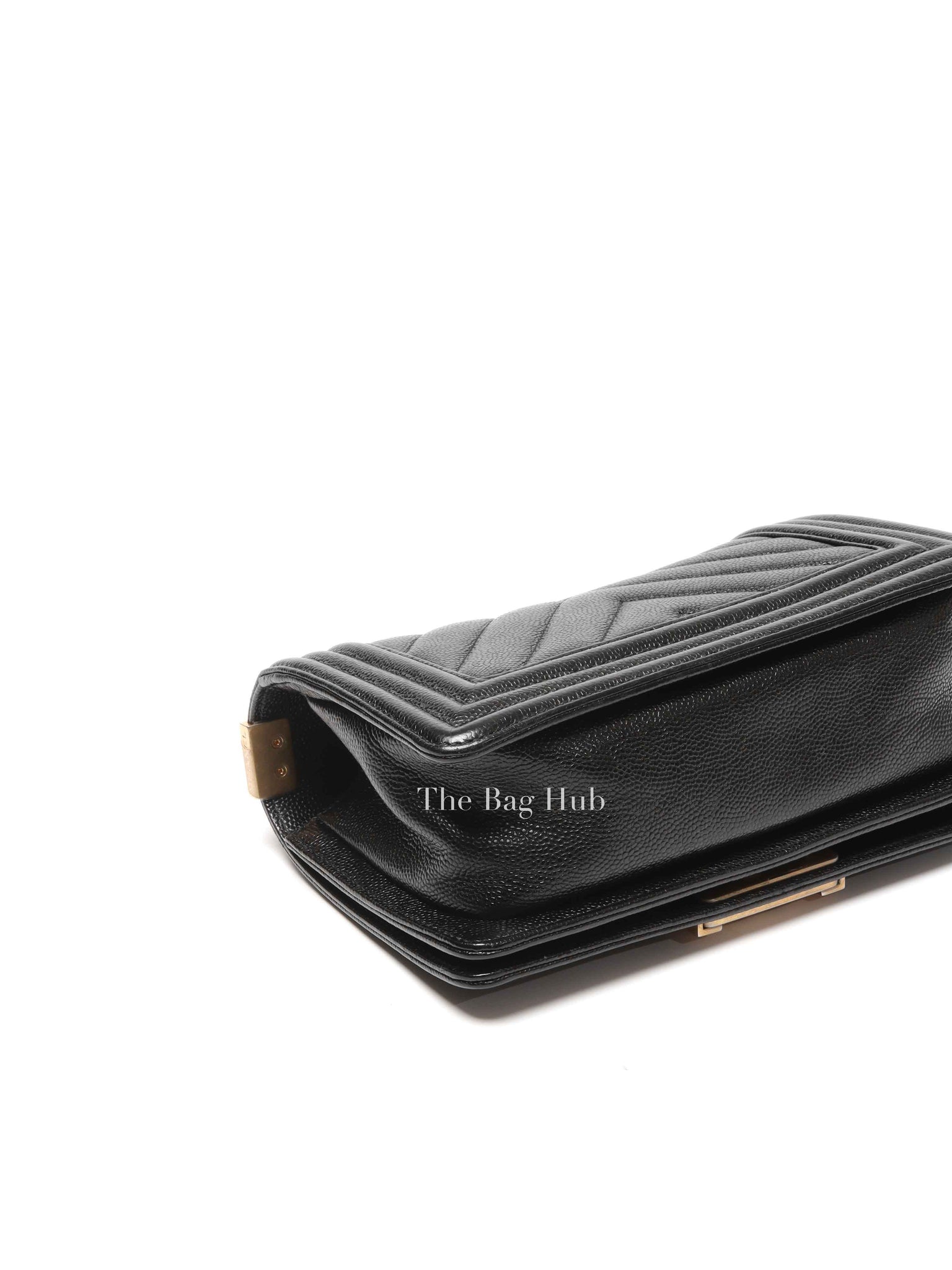 Chanel Black Caviar Chevron Boy Small Bag