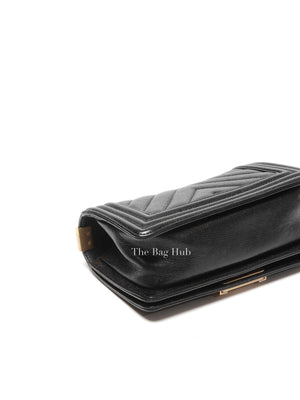 Chanel Black Caviar Chevron Boy Small Bag