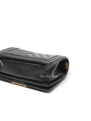 Chanel Black Caviar Chevron Boy Small Bag