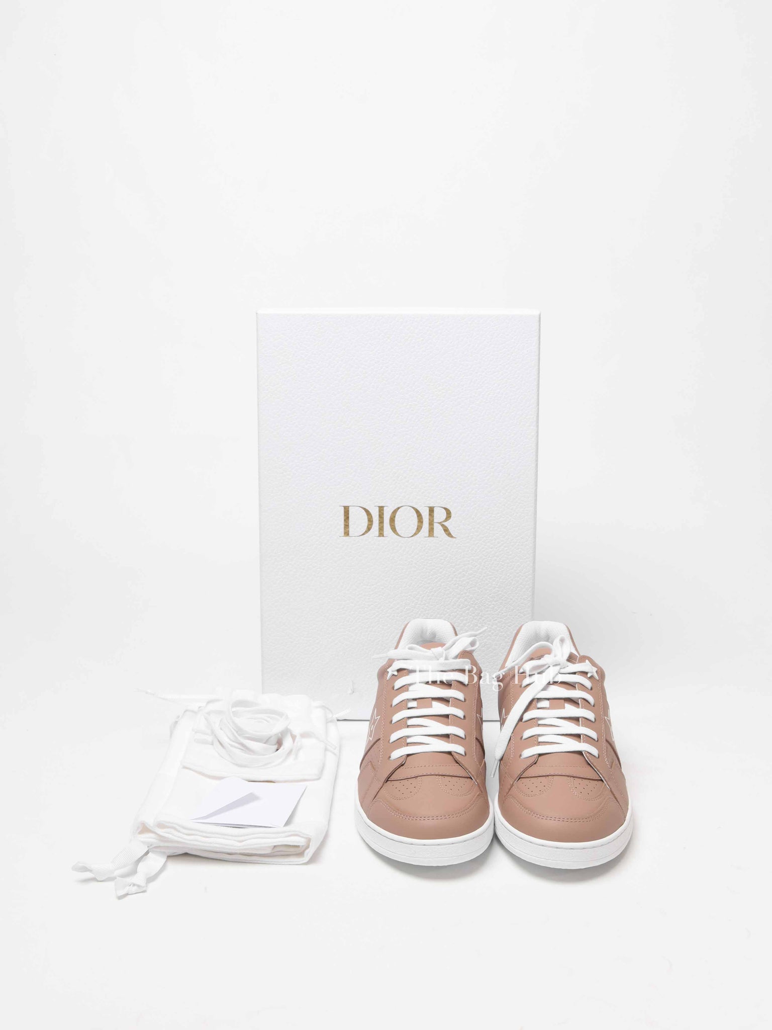Dior Nude Calfskin Leather Dior Star Low Top Sneakers Size 36.5