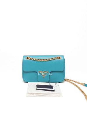 Prada Turchese Saffiano Leather Flap Crossbody Bag 1BD193