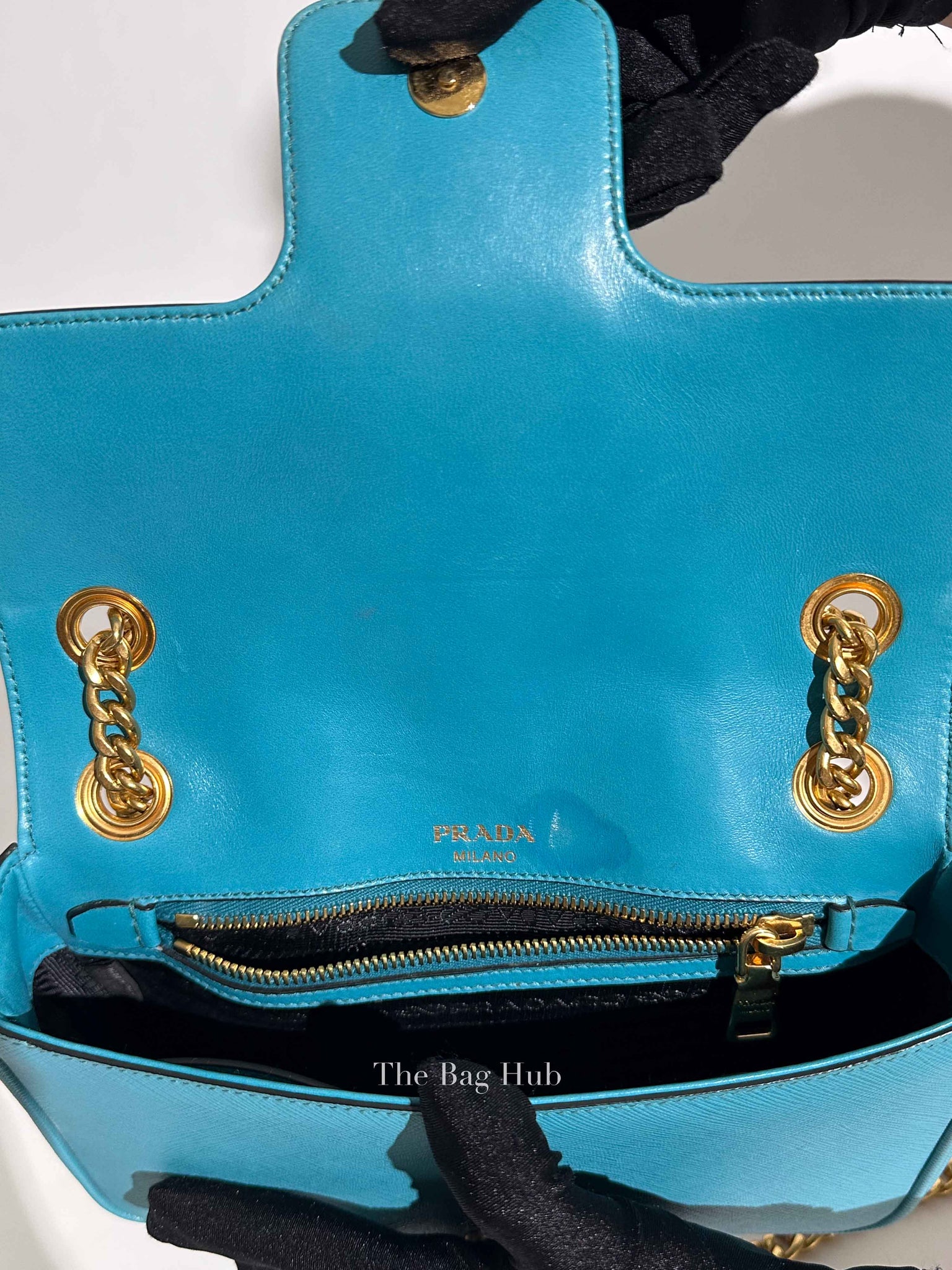 Prada Turchese Saffiano Leather Flap Crossbody Bag 1BD193
