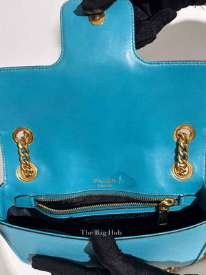 Prada Turchese Saffiano Leather Flap Crossbody Bag 1BD193