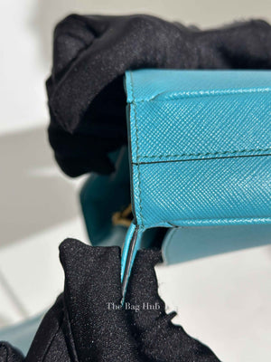 Prada Turchese Saffiano Leather Flap Crossbody Bag 1BD193