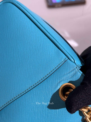 Prada Turchese Saffiano Leather Flap Crossbody Bag 1BD193