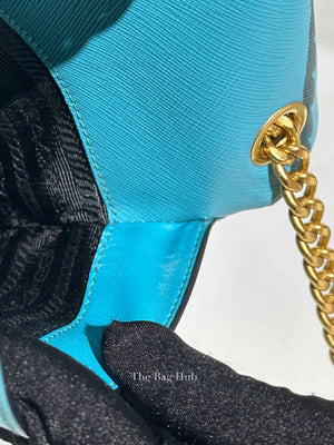 Prada Turchese Saffiano Leather Flap Crossbody Bag 1BD193