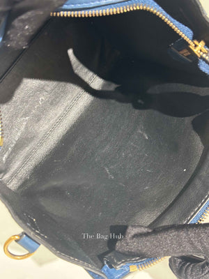 Celine Ocean Blue Black Smooth Calfskin Nano Luggage Tote