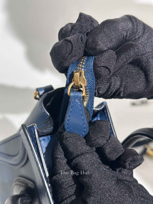 Celine Ocean Blue Black Smooth Calfskin Nano Luggage Tote
