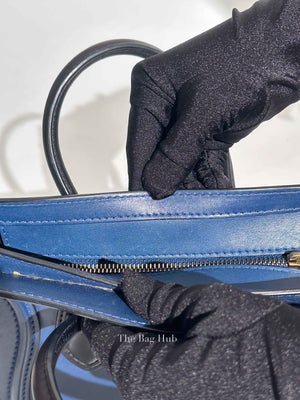 Celine Ocean Blue Black Smooth Calfskin Nano Luggage Tote
