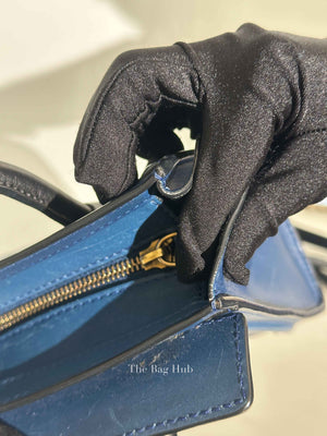 Celine Ocean Blue Black Smooth Calfskin Nano Luggage Tote