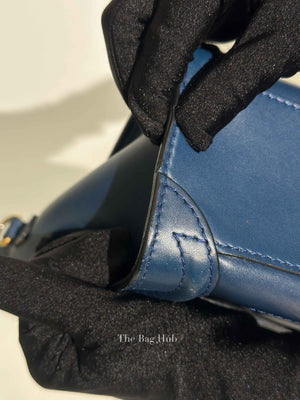 Celine Ocean Blue Black Smooth Calfskin Nano Luggage Tote